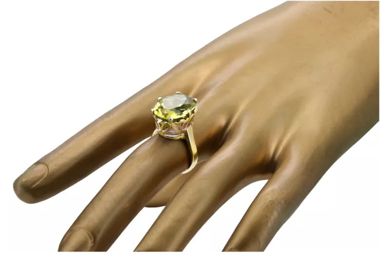 Peridoto amarillo Oro amarillo de 14 quilates Anillo Joyería vintage vrc130y